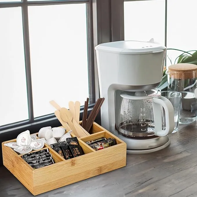 Bamboo Tea Bag Organizers with 6 Roomy Compartments 4 Bamboo Tea Bag Organizers with 6 Roomy Compartments 4